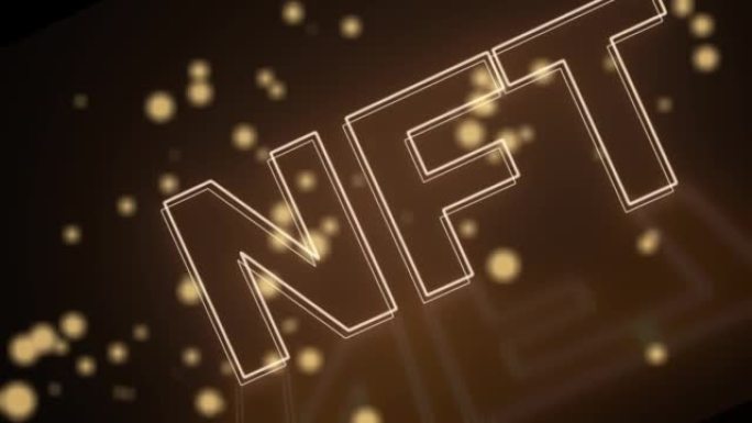 发光霓虹灯NFT铭文动画。NFT密码标志。NFT元宇宙概念。4K