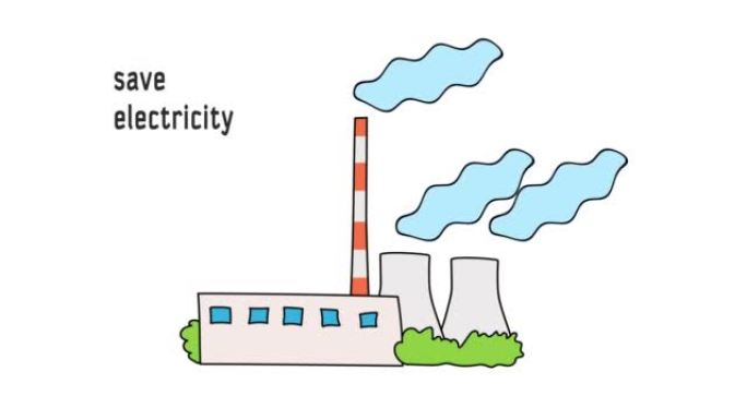 动画热电厂烟囱冒烟省电