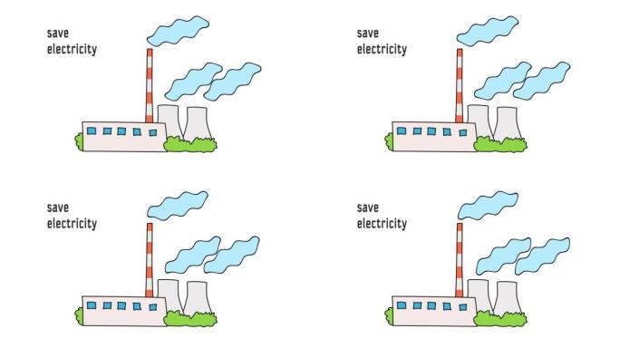 动画热电厂烟囱冒烟省电
