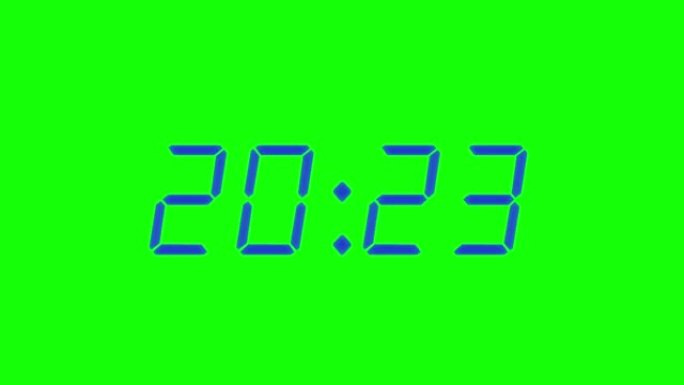 35秒数字闹钟倒计时定时器。绿屏显示上的海军数字