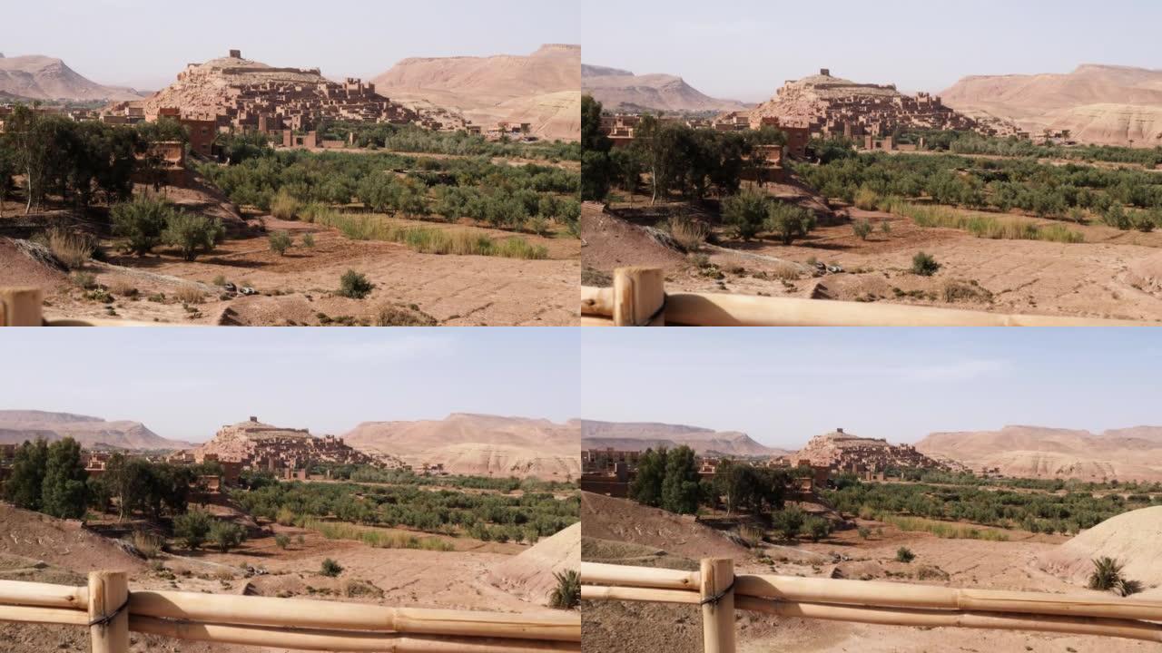 一个乡村，有古老的粘土房屋，地道的传统南摩洛哥乡村风格的土坯建筑。