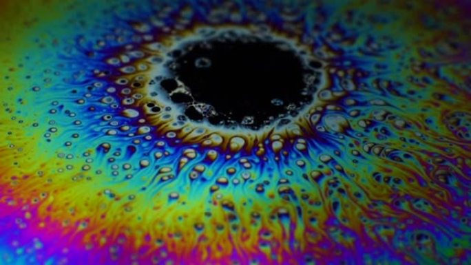 肥皂泡表面的抽象色彩运动背景。彩虹，多色屏保背景。