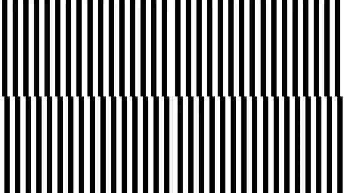 条纹黑白对角线倾斜线的直线和简单运动。视错觉效果，op art。