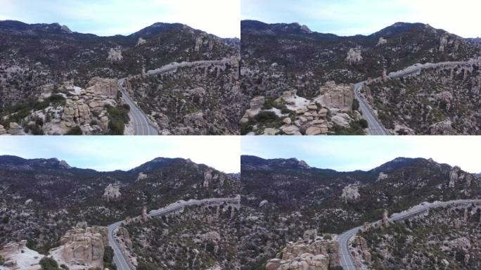 卡塔利娜高速公路风景大道和岩石Hoodoos-Lemmon山-亚利桑那州图森-空中