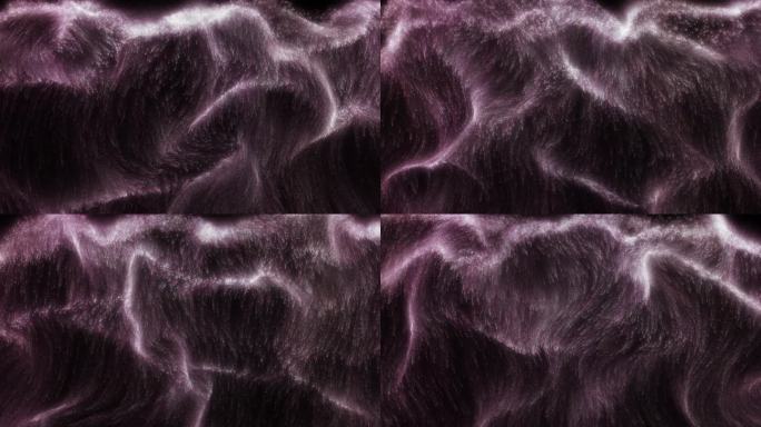 紫色波浪线条粒子流动汇聚光效