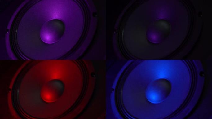 彩色灯光下可循环振动扬声器，采用放大和缩小技术。