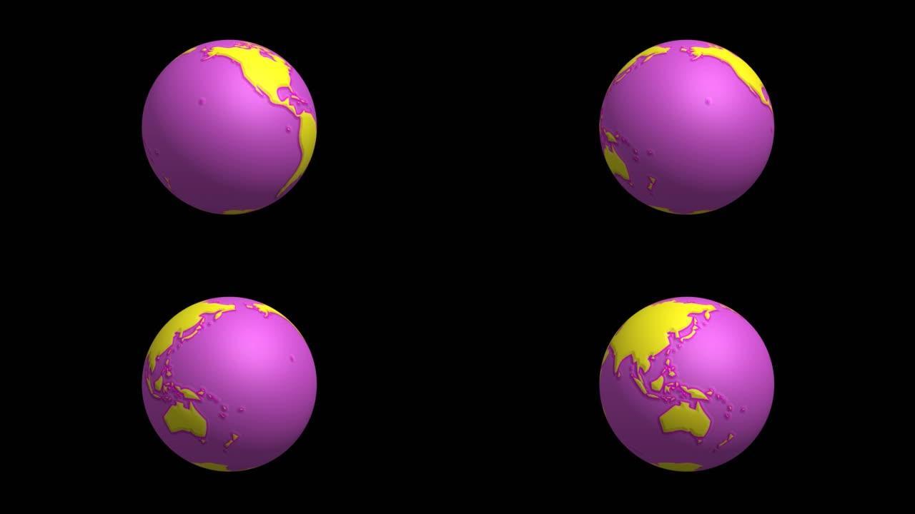 地球的3D插图不同的颜色比通常在虚空中旋转。