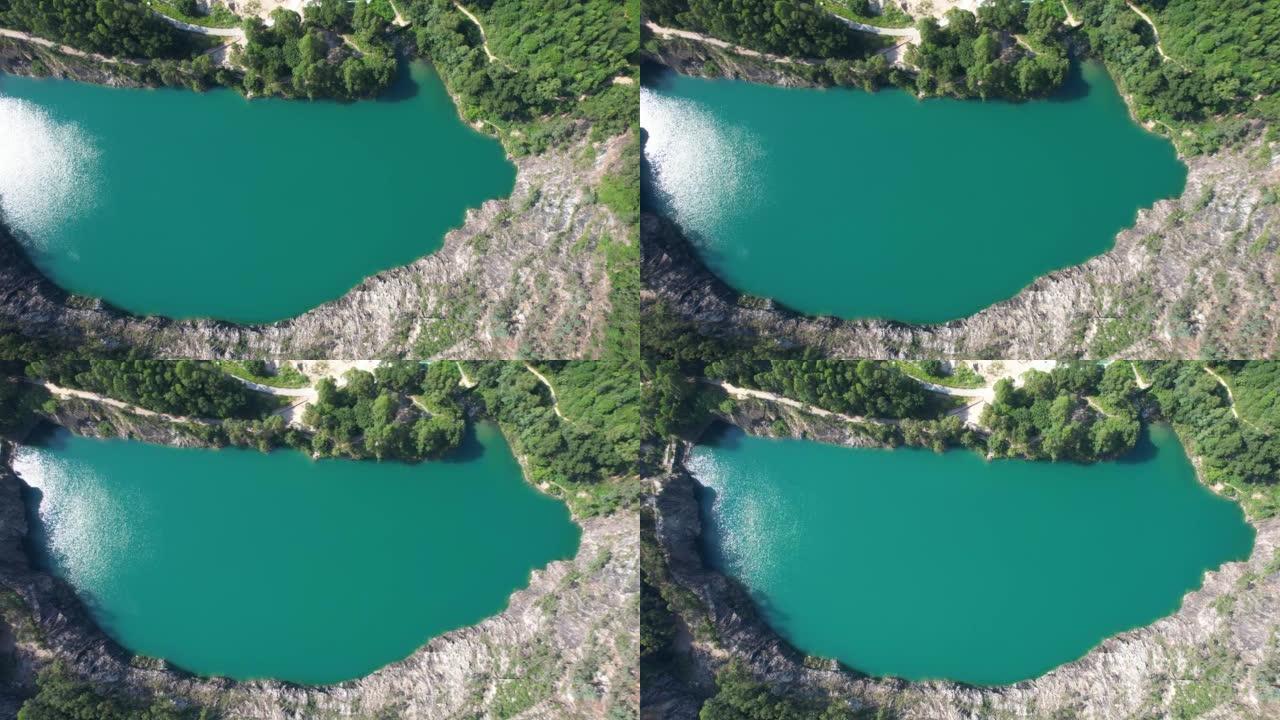广州六面山的蓝湖碧水蓝天湖水绿色生态环境