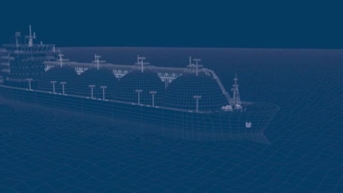 海上船头到船尾的液化天然气运输船的3d渲染