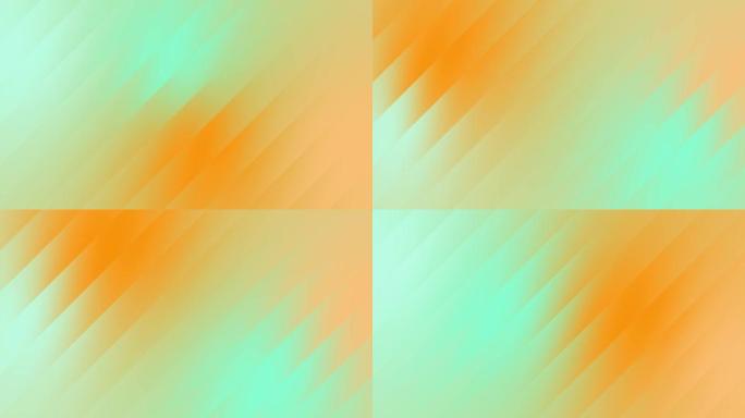 海蓝宝石和深橙色倾斜线渐变背景环。移动彩色斜条纹模糊动画。柔和的色彩过渡。唤起积极的无限，富有同情心