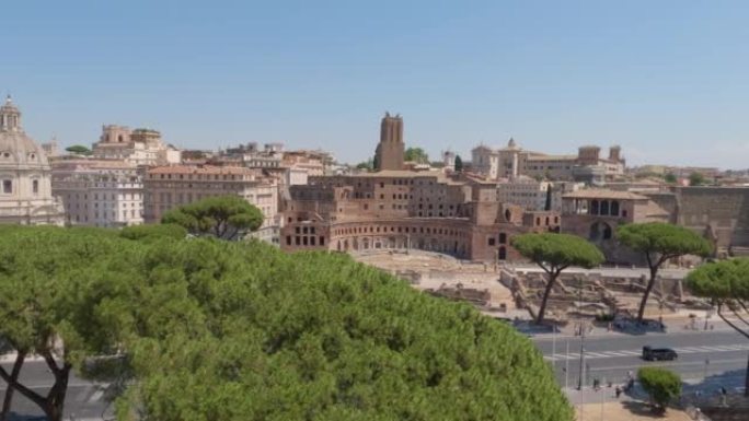 图拉真广场景观，罗马帝国的古市场遗迹，罗马的废墟和建筑