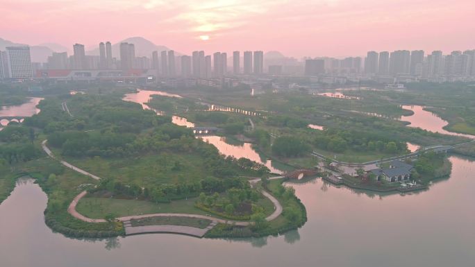 温州三垟湿地水系航拍