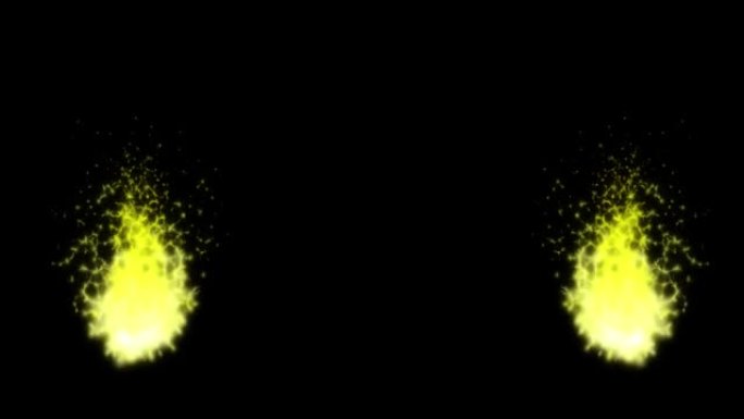 左右两侧两个燃烧的黄色火焰的动画素材 (黑色背景)