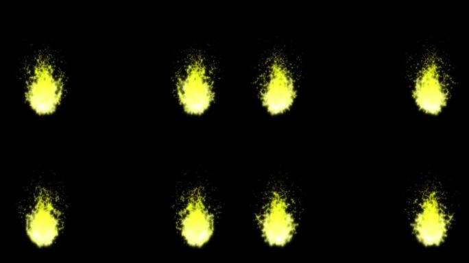 左右两侧两个燃烧的黄色火焰的动画素材 (黑色背景)
