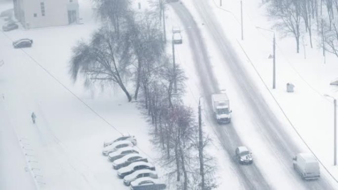 城市大雪冬季风暴道路