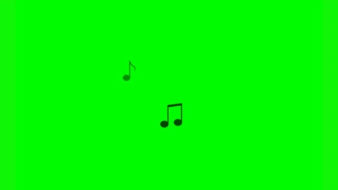 绿色背景上的流动音乐音符。
