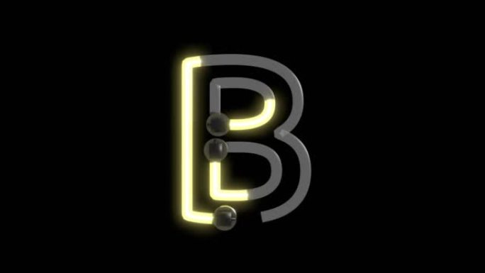 黄色霓虹灯主题字体字母B