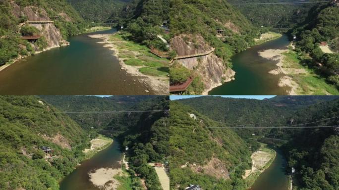 福建杨家河风景区河谷河鸟瞰图