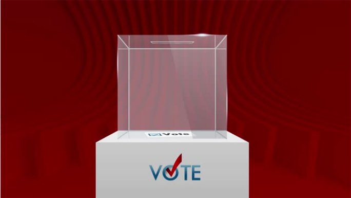 信封投票变成透明塑料循环投票箱动画
