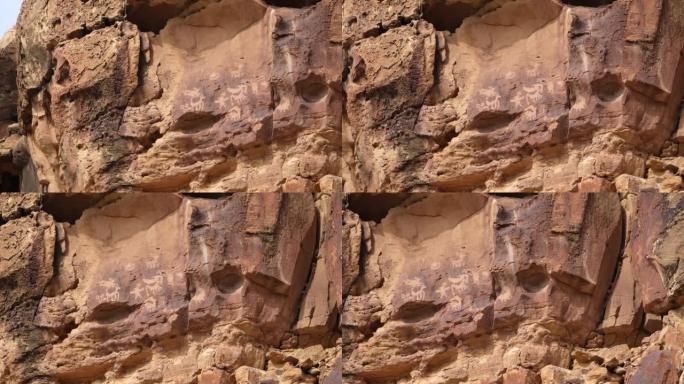 用各种岩石艺术岩画平移沙漠悬崖