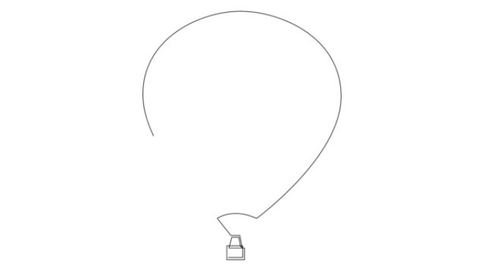 一条线画热气球的自画动画。连续画线。全长动画。
