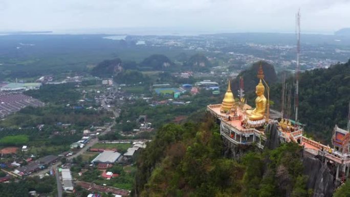 泰国甲米的Wat Tham Suea或Tiger Cave寺的鸟瞰图