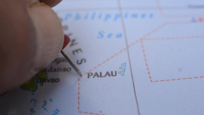 政治地图上帕劳的位置旅游概念宏观特写查看股票视频