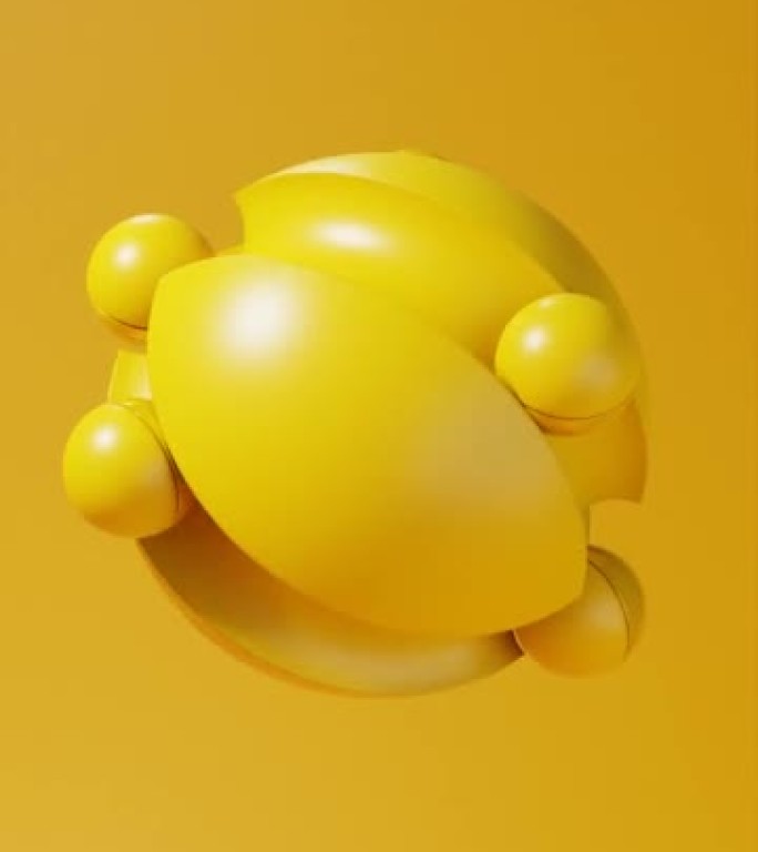 满足旋转的黄色球在其上滚动的平滑垂直3D动画