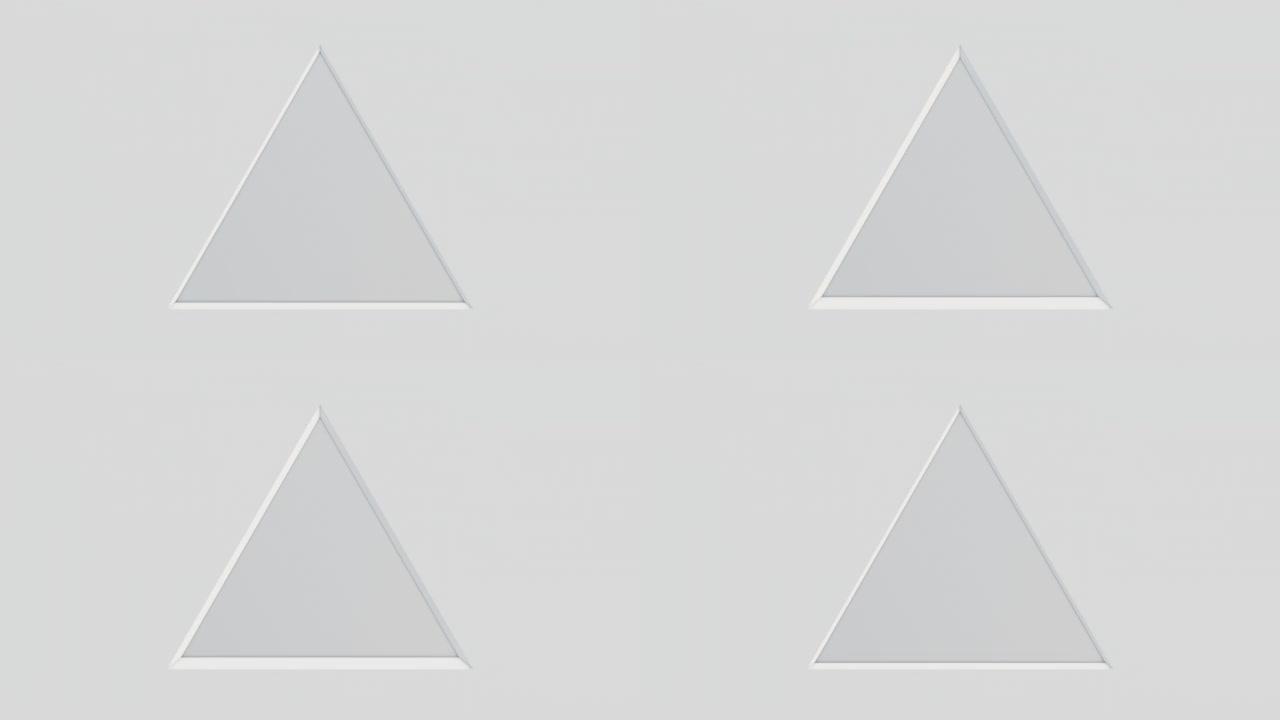 明亮背景上的白色三角形标志循环动画
