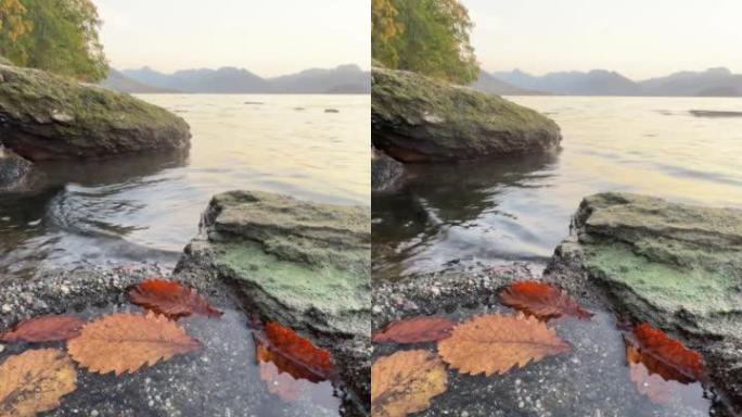 日落时在室外湖畔温泉中煮两个鸡蛋