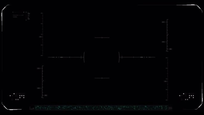 HUD平视显示器图形界面模板，用于电影、演示视频和游戏、技术未来动画与框架标尺目标指针比例和网络设计