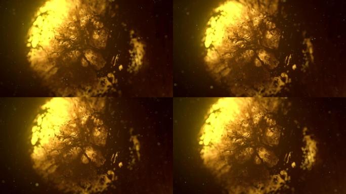 火热的神秘球被烟雾包围3d渲染数字无缝循环动画。现代概念背景高清