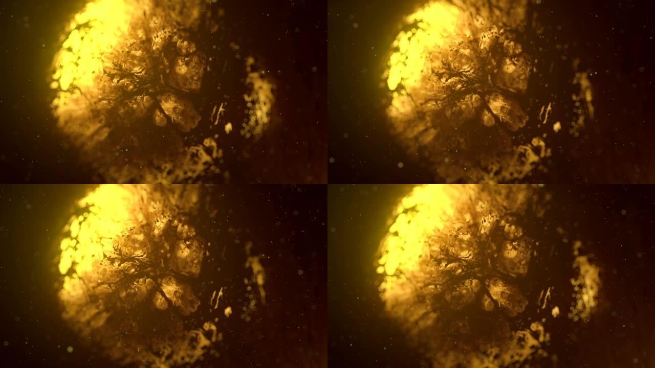 火热的神秘球被烟雾包围3d渲染数字无缝循环动画。现代概念背景高清