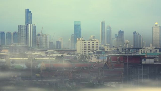 风雨如磐的曼谷城市景观与摩天大楼