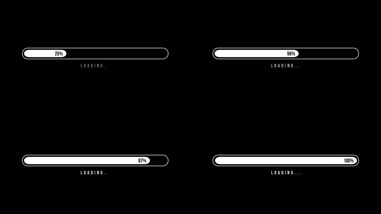 加载无缝循环，Alpha通道，现代和平面设计加载栏，进度屏幕，拖放您的素材，非常适合下载，上传，传输