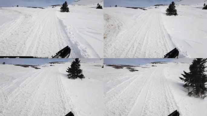 在高空救援任务中驾驶雪猫鼠架上的pov