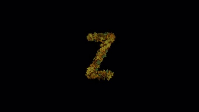 动画秋叶文字字体形成和吹走Z