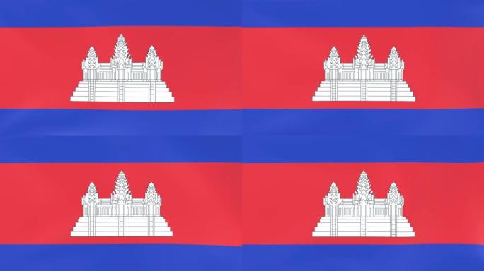 柬埔寨国旗迎风飘扬的3DCG动画