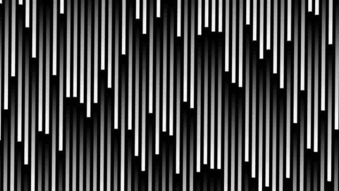 黑白霓虹灯管线条向下流动无缝动画背景