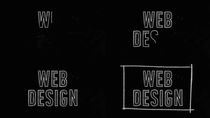 用粉笔在黑板上写下 “网页设计师” 字样的动画