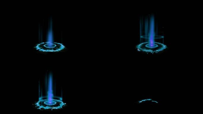 黑色背景上传送传送器的动画北极光效果。