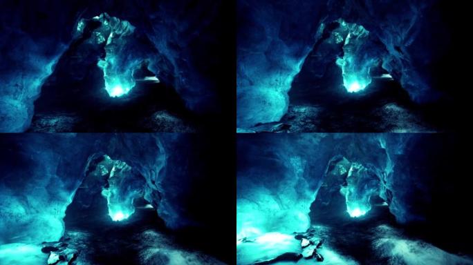 冰冰川洞穴的内部照片