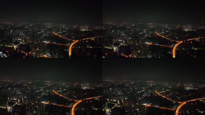 重庆市巴南区巴滨路航拍夜景