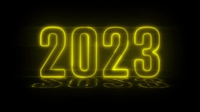 4k 2023新年与黄金霓虹灯文字