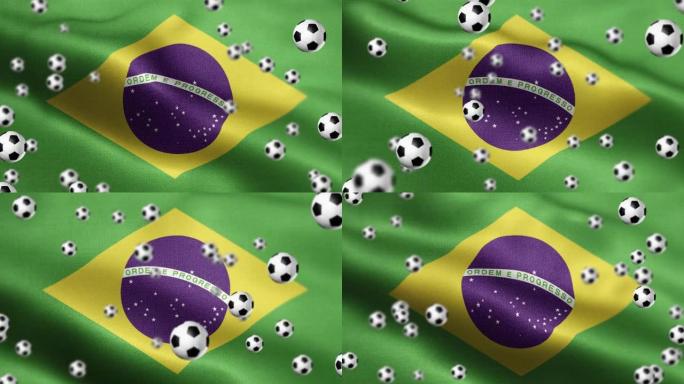 巴西国旗与足球或足球主题可循环背景股票视频
