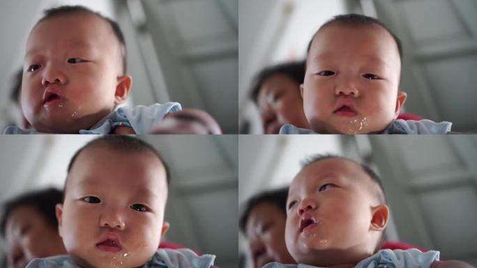 婴儿脸低角度滴口水