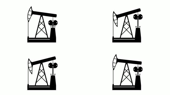 动画工业石油钻机泵油。采矿，环境破坏环境。白色背景上孤立的卡通循环视频