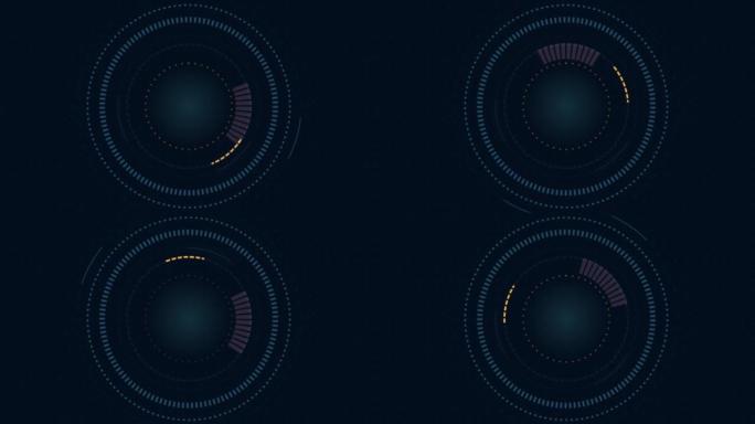 抽象圆和线HUD技术未来元素。粒子数据背景未来设计。