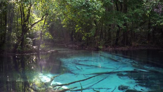 Blue Pool是位于泰国甲米翡翠池塘附近森林中间的绿松石般的清澈泉水。