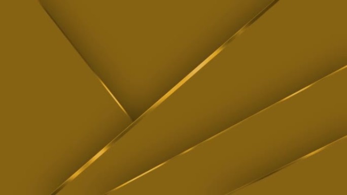 4k抽象奢华黄色光泽条纹和金色线条几何运动背景，金色金属条纹形状多层